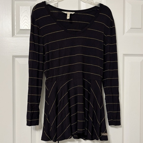 Matilda Jane Women's Black & Gold Striped Blouse Size Small - Picture 1 of 4